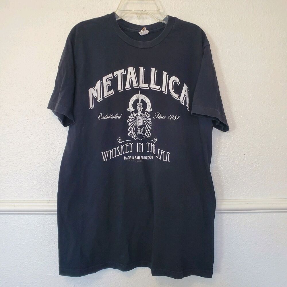 Metallica Whiskey In The Jar Black Graphic T-Shirt Mens Large Bay Island 2005